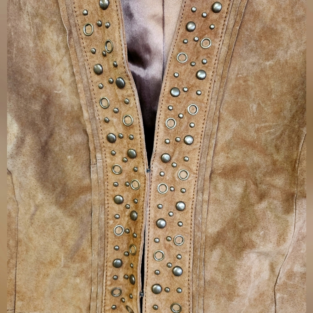 Pamela McCoy  Cognac Genuine Suede Leather  Jacket Size M - Picture 5 of 5